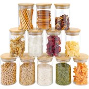 Resim Sagrado 12 Adet Cam Kavanoz Seti (300 Ml), Bambu Kapaklı Şeffaf Baharat Kavanozları, Mutfak Tezgahı Organizatör Için Gıda Saklama Kavanozları Kutuları (Yurt Dışından) 