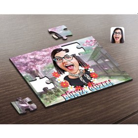 Resim Kişiye Özel Kadınlar Günü Dünya Güzeli Karikatürlü Ahşap Puzzle-1 