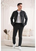 Resim SİR REGULAR FİT ÇIT ÇIT KAPAMALI LİKRALI EŞOFMAN TAKIMI Antrasit 