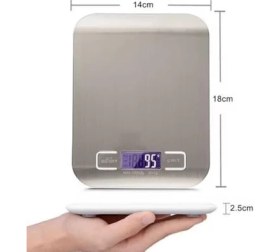 Resim Esmo Home Dijital Hassas Mutfak Terazisi - 10KG/1G Kapasiteli, Paslanmaz Çelik Gövde, LCD Ekranlı, Dara Fonksiyonlu Profesyonel Yemek, Pasta ve Diyet Tartısı (Pille Çalışır) 