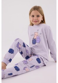 Resim Rolypoly Kız Çocuk Uzun Kol Pijama Takım Lila-1758 Lila 