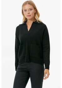 Resim Polo Yaka Cepli Triko Kazak - Siyah 