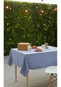 Resim 170x170 Cm Pötikare Kareli Sofra Bezi Masa Örtüsü, Piknik Örtüsü, Çok Amaçlı Şık Ve Dayanıklı Örtü Lacivert 