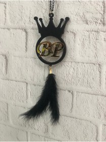 Resim Stoneda Taçlı Ahşap Araç Ayna Süsü 