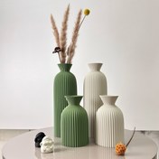 Resim 2 adet Bohem Tarzı Dalgalı Sanat Vazo Seti, Plastik Silindir Bud Vazoları Kurutulmuş Çiçek Dizisi için, Ev Ofis Dekoru, Elektrik Gerektirmez, Çiçek Vazoları 