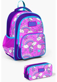 Resim Coral High Kids Mor Açık Pembe Unicorn Desenli 2'li Okul Çanta Seti Set0223404 