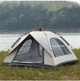 Resim 3 Kişilik Çift Katmanlı Tam Otomatik Kamp Çadırı 220x200x145cm Gri 