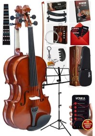 Resim Midex CVL-744-NTYS Profesyonel 4/4 Full Keman Seti (Yastık Nota Sehpası Tuner Susturucu Reçine Çanta Tel Yay) 