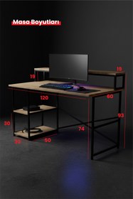 Resim PLUSKIT 2 Raflı Metal Oyuncu Bilgisayar Masası 