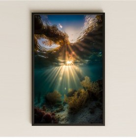 Resim Güneş Işınları Ve Mercanlar Temalı Su Altı Pleksi Tablo 