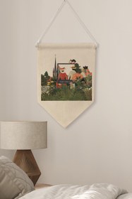 Resim Balkon Duvar Dekoru, Pinterest Oda Dekoru, Vintage Kanvas Flama Askılı Duvar Örtüsü Ve Süsü NO:426 - Renkli - 16 / 70 x 100 