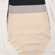 Resim Kadınlar için üç parçalı dikişsiz yüksek bel iç çamaşırı, rahat günlük üçgen iç çamaşırı. 