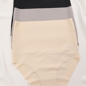 Resim Kadınlar için üç parçalı dikişsiz yüksek bel iç çamaşırı, rahat günlük üçgen iç çamaşırı. 