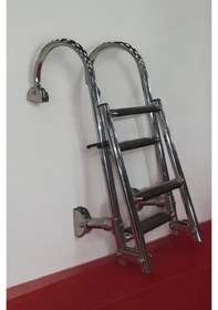 Resim 4 Basamaklı Katlanır Krom Merdiven 