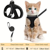 Resim Yansıtıcı Kedi Kemer ve Tasma Seti, Yumuşak Fileli Yelek, Polyester Lif, Sadece Elde Yıkama, Güvenli Dış Mekan Yürüyüşleri için Kedi Yavrusu için Kalkışa Karşı Tasarım, S/M Bedenleri Mevcut 