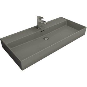 Resim Bocchi Milano Tezgah Üstü Lavabo 100 Cm Mat Gri 1378-006-0126 