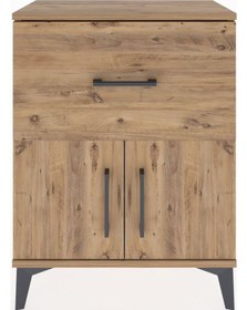 Resim Arges Komodin 3 Raflı Tek Çekmeceli 2 Kapaklı 60x30x80 Çam-çam Çam 