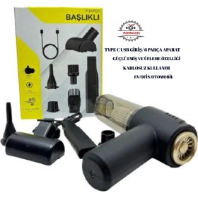 Resim REIHMANN Jeep Compass 2017-2018-2019-2020-2021-2022-2023-2024-2025 Kablosuz Şarjlı Oto El Süpürgesi - Güçlü Emiş & Üfleme Özellikli, Ev ve Araç Için TAŞINABILIR,60W ,6000PA 