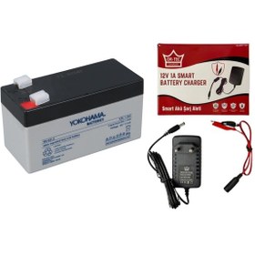Resim 12v 1.3ah Bakımsız Kuru Tip Akü Ve 1 Amper Şarj Aleti 