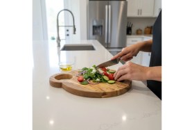 Resim Feyza Design 22 cm Zeytin Ağacı Kesme ve Sunum Tahtası, Şık ve Kullanışlı Doğrama Tahtası 