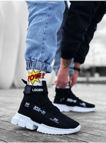 Resim Zr-x700 Tarz Siyah Renk Spor Ayakkabı Triko Sneaker Rahat Taban Siyah 