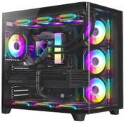 Resim Dragos Ocean Curved Pro 750W 80+ Temperli Cam Atx Mid Tower Oyuncu Bilgisayar Kasası Siyah 