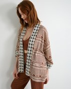 Resim Oversize Kimono Viskon Keten Karışımlı Yarım Kollu Cepli 