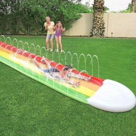 Resim Ekstra Uzun 4.79 Metre Sıçrama Fıskiyesi - Ağır Hizmet Bahçe Su Kaydırak, Doğum Günü Partileri, Havuzlar İçin - Toksik Olmayan Dış Mekan Su Kaydırağı Gradyan Renkler - Çocuklar ve Yetişkinler için Yaz Park Eğlencesi, Kolay Kurulumlu Bahçe Oyuncağı, Güvenli Yüzey, Sağlam Yapı, Topluluk Aktiviteleri 
