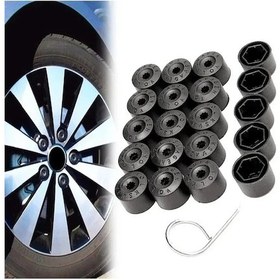 Resim 20 Adet Tekerlek Somunu Cıvata Koruyucuları Ve Sökme Aleti Siyah 