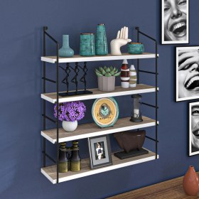 Resim Kenzlife Mutfak Banyo Duvar Rafı Junzi Mat Cordoba Suntalam 100 Y 60 G 15 D 4 Katlı Beyaz 