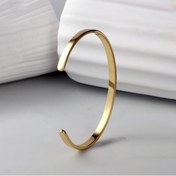 Resim 1 Adet Minimalist Açık Bilezik - 304 Paslanmaz Çelik Parlak Altın Ton, Kadınlar İçin Günlük Kullanıma Uygun Dayanıklı Takı, Gündelik ve Resmi Giyim için Çok Yönlü 