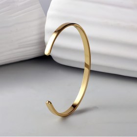 Resim 1 Adet Minimalist Açık Bilezik - 304 Paslanmaz Çelik Parlak Altın Ton, Kadınlar İçin Günlük Kullanıma Uygun Dayanıklı Takı, Gündelik ve Resmi Giyim için Çok Yönlü 