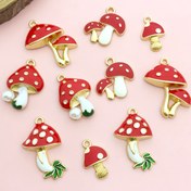 Resim 10 adet Enamel Altın Kaplama Renkli Sevimli Mantar Şekli Charms Kolye DIY Bileklik Küpe Kolye Takı Yapımı Aksesuarları El Sanatları 