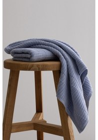 Resim Ivory Mavi Bordürlü Mikro Fiber %100 Pamuk 2li El Yüz Havlusu Set Mavi 