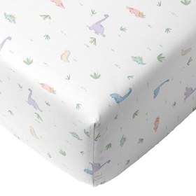 Resim Dino %100 Organik Pamuk Çocuk Lastikli Çarşaf 120 x 200 cm 