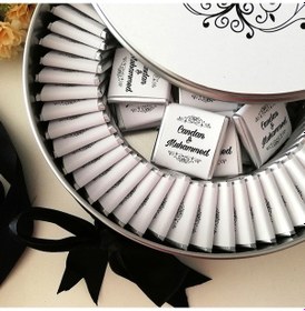 Resim Nişan Nikah Söz Madlen Çikolatası Metal Kutu Beyaz 100'lü 