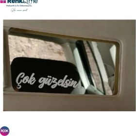 Resim Renklime Çok Güzelsin Güneşlik Ayna Yazısı 7,2x1,8cm - Araba-Motosiklet -Cam - Defter Etiket Sticker 