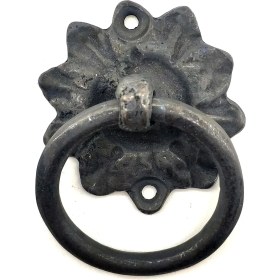 Resim Antika Tarz Dekoratif Pirinç Çiçek Mobilya Kulbu, Kapı Kilit Halkası - 50MM, Oksit - Lisinya 