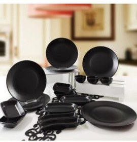 Resim NOVAFACE STD Mat Siyah 17 Parça 6 Kişilik Kahvaltı Takımı Klasik 