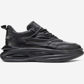 Resim MARCOMEN Erkek Kalın Air Taban Sneaker Gerçek Deri MC 18509 SİYAH 