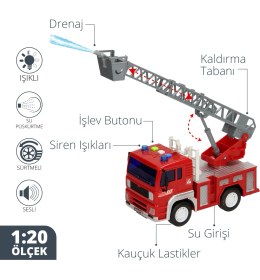 Resim SmartFox Işıklı, Seslı ve Su Atıcılı Oyuncak Itfaiye Aracı 1:20 