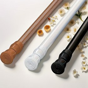 Resim 1 Adet Delme Gerektirmeyen Gerilimli Teleskopik Çubuk - 1.3cm/0.51in Ağır Hizmet Tipi Metal Duş Perdesi Askısı, Giysi Kurutma Çubuğu, Banyo için Perde Direği, Dolap Kapısı - Kahverengi/Beyaz/Siyah, Banyo Aksesuarı, Modern Estetik, Kolay Montaj 