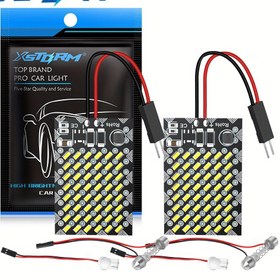 Resim EXstorm 2 Adet Süper Parlak LED 48SMD 3014 Otomatik Kubbe Panel Işığı Araba İç Mekan Okuma Lambası, T10 W5W C5W 31mm-41mm Feston Adaptör Tabanlı 