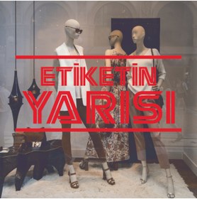 Resim 2MAKREKLAM Etiketin Yarısı Mağaza Vitrin İndirim Yazısı 120x52 cm 