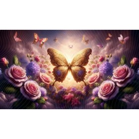 Resim Venspor Göz Alıcı Kelebek ve Çiçek Manzaralı 200 x 150 cm Duvar Örtüsü Arkaplan Fon Zarif ve Canlı Renkler ile 