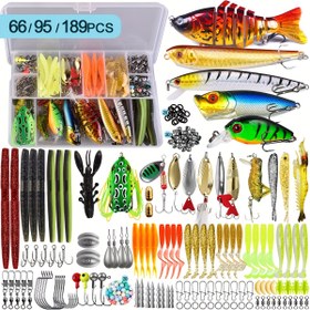 Resim 66/95/189 adet Yem Takımı Sahte Yem Yem Tam Set Pullar Yumuşak Yem Çevrilmiş Kurbağa Minnow Yem Kombinasyonu 