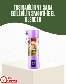 Resim Usb Şarjlı Portatif Blender 380ml Çelik 304 Bıçaklı Mobil Smoothie Maker 