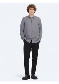 Resim Gri Regular Fit Dokuma Casual Gömlek Gri 