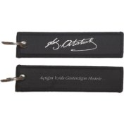 Resim Kemal Atatürk Imzalı Kumaş Motosiklet Anahtarlık Modeli 