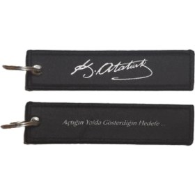 Resim Kemal Atatürk Imzalı Kumaş Motosiklet Anahtarlık Modeli 